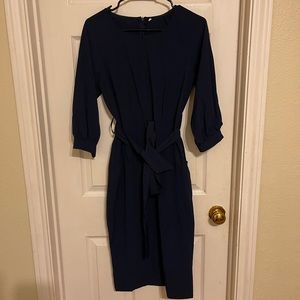 Puffy sleeve navy dress